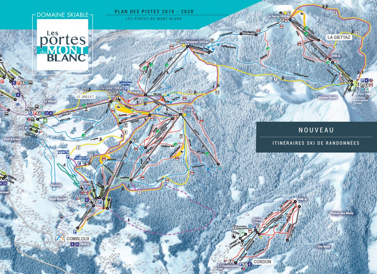 Plan pistes Portes du Mont Blanc